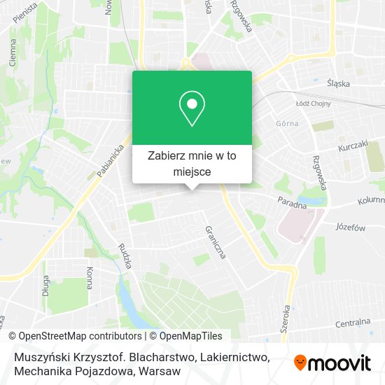 Mapa Muszyński Krzysztof. Blacharstwo, Lakiernictwo, Mechanika Pojazdowa