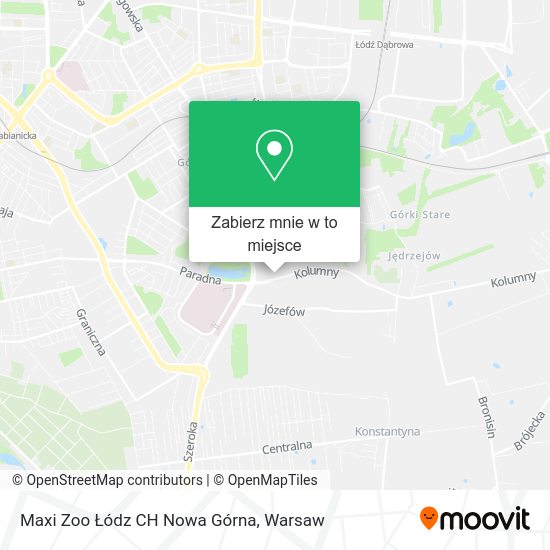 Mapa Maxi Zoo Łódz CH Nowa Górna