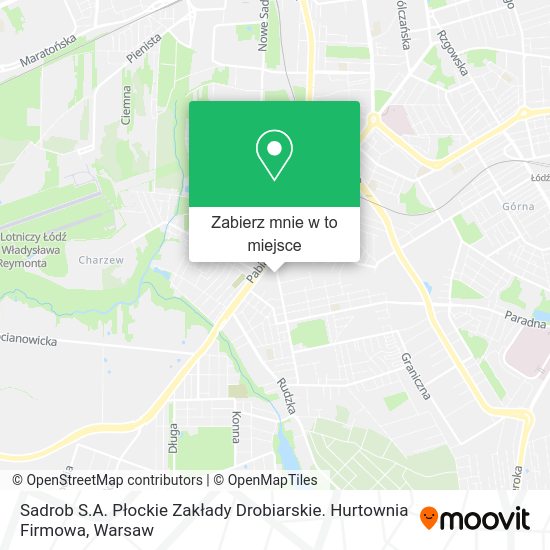 Mapa Sadrob S.A. Płockie Zakłady Drobiarskie. Hurtownia Firmowa