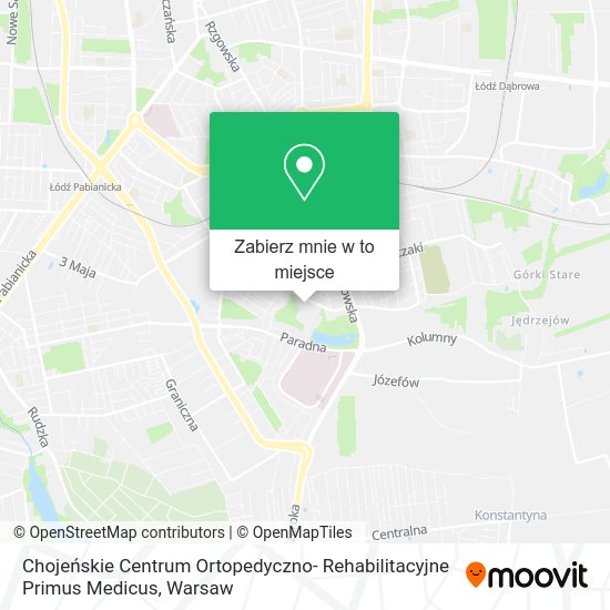 Mapa Chojeńskie Centrum Ortopedyczno- Rehabilitacyjne Primus Medicus