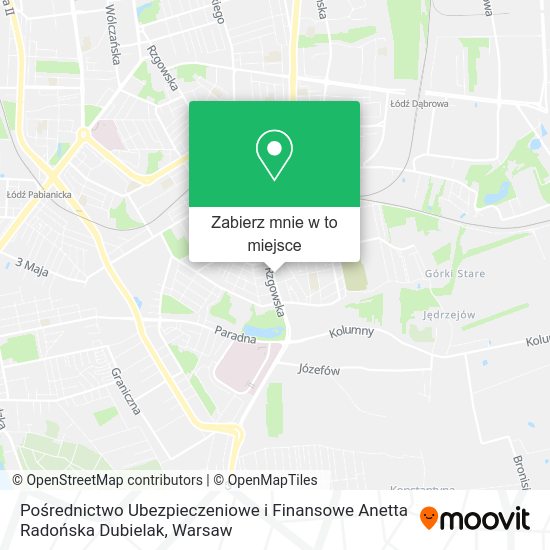 Mapa Pośrednictwo Ubezpieczeniowe i Finansowe Anetta Radońska Dubielak