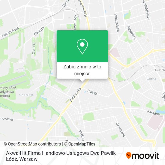 Mapa Akwa-Hit Firma Handlowo-Usługowa Ewa Pawlik Łódź