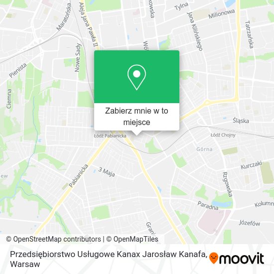 Mapa Przedsiębiorstwo Usługowe Kanax Jarosław Kanafa