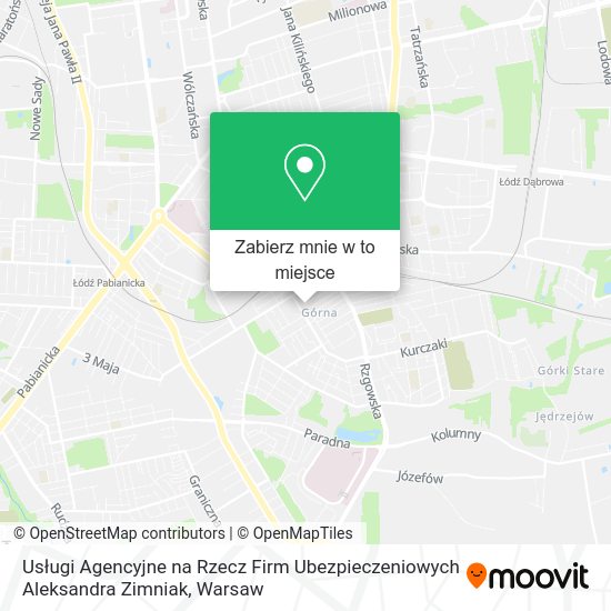 Mapa Usługi Agencyjne na Rzecz Firm Ubezpieczeniowych Aleksandra Zimniak