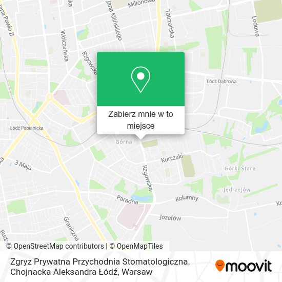 Mapa Zgryz Prywatna Przychodnia Stomatologiczna. Chojnacka Aleksandra Łódź