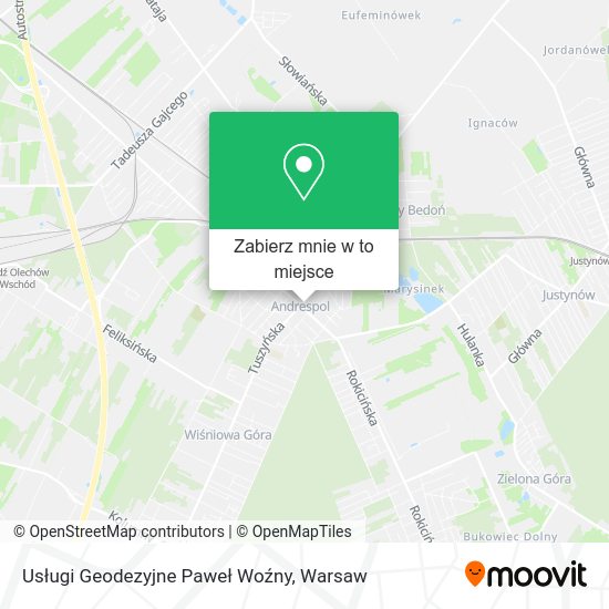 Mapa Usługi Geodezyjne Paweł Woźny