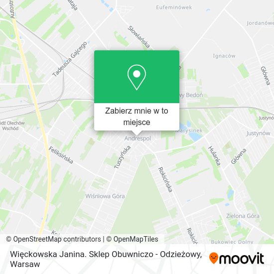 Mapa Więckowska Janina. Sklep Obuwniczo - Odzieżowy