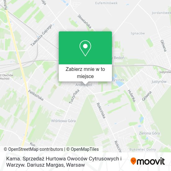 Mapa Kama. Sprzedaż Hurtowa Owoców Cytrusowych i Warzyw. Dariusz Margas