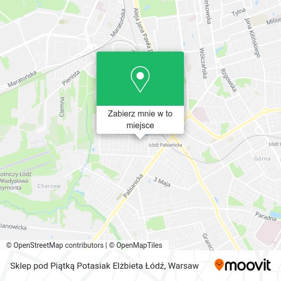 Mapa Sklep pod Piątką Potasiak Elżbieta Łódź