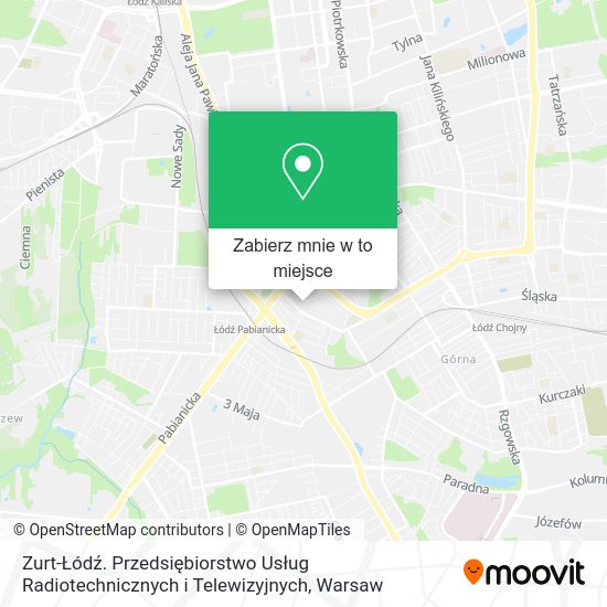 Mapa Zurt-Łódź. Przedsiębiorstwo Usług Radiotechnicznych i Telewizyjnych