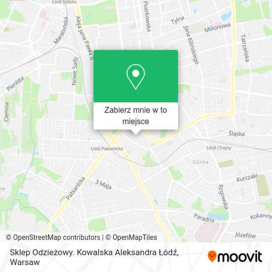 Mapa Sklep Odzieżowy. Kowalska Aleksandra Łódź