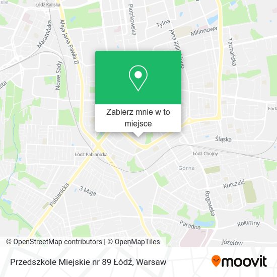 Mapa Przedszkole Miejskie nr 89 Łódź