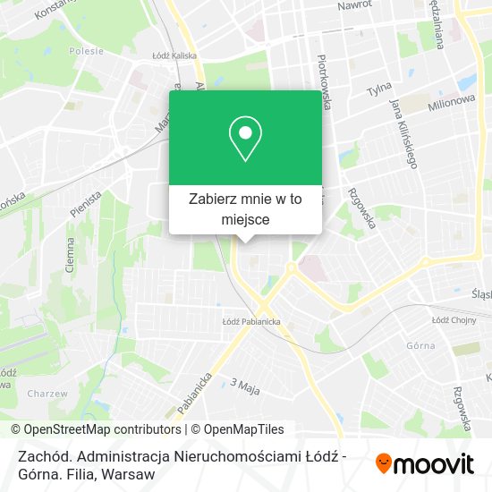 Mapa Zachód. Administracja Nieruchomościami Łódź - Górna. Filia