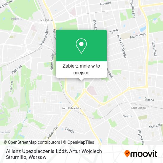 Mapa Allianz Ubezpieczenia Łódź, Artur Wojciech Strumiłło