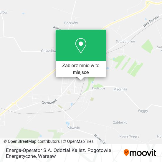 Mapa Energa-Operator S.A. Oddział Kalisz. Pogotowie Energetyczne