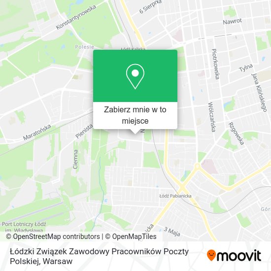 Mapa Łódzki Związek Zawodowy Pracowników Poczty Polskiej