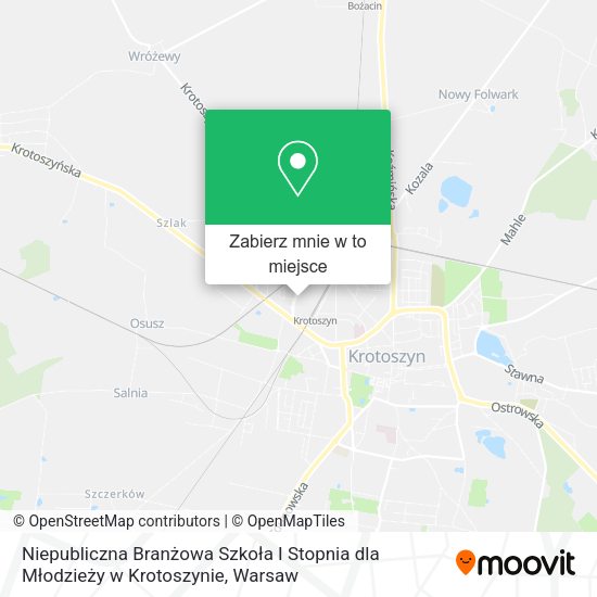 Mapa Niepubliczna Branżowa Szkoła I Stopnia dla Młodzieży w Krotoszynie