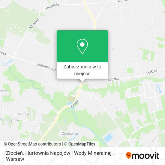 Mapa Złocień. Hurtownia Napojów i Wody Mineralnej