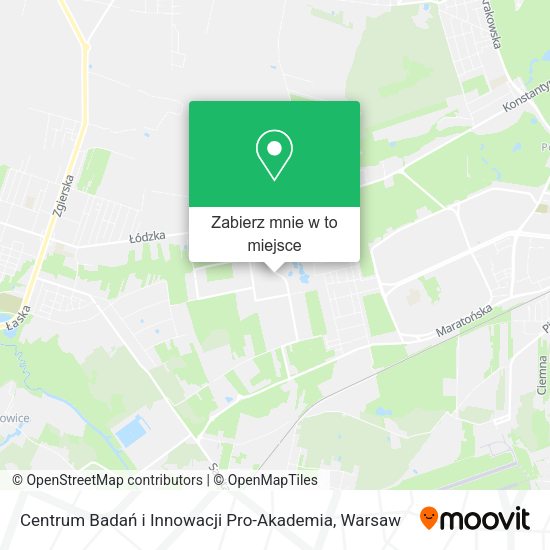 Mapa Centrum Badań i Innowacji Pro-Akademia