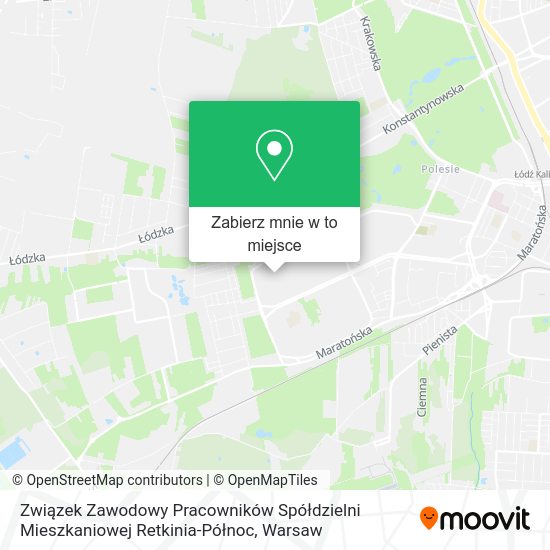 Mapa Związek Zawodowy Pracowników Spółdzielni Mieszkaniowej Retkinia-Północ