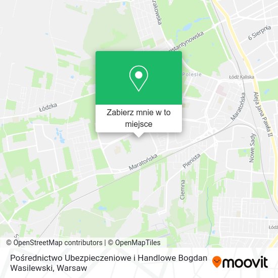 Mapa Pośrednictwo Ubezpieczeniowe i Handlowe Bogdan Wasilewski