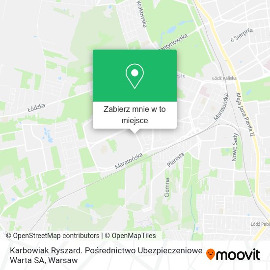 Mapa Karbowiak Ryszard. Pośrednictwo Ubezpieczeniowe Warta SA