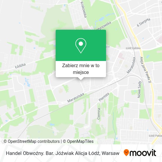 Mapa Handel Obwoźny. Bar. Jóźwiak Alicja Łódź