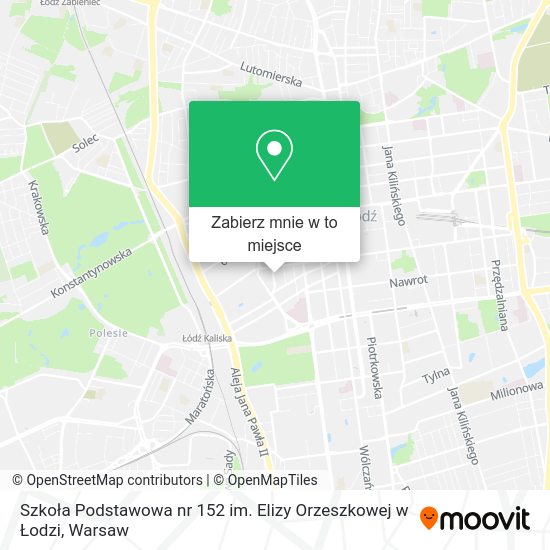 Mapa Szkoła Podstawowa nr 152 im. Elizy Orzeszkowej w Łodzi