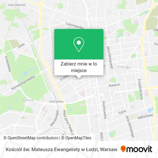 Mapa Kościół św. Mateusza Ewangelisty w Łodzi