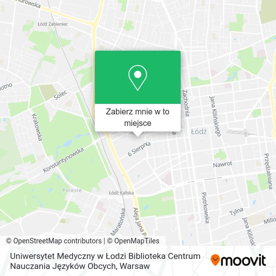 Mapa Uniwersytet Medyczny w Łodzi Biblioteka Centrum Nauczania Języków Obcych