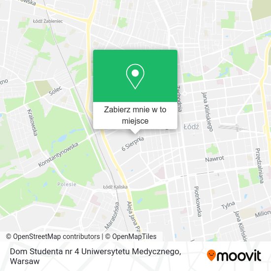 Mapa Dom Studenta nr 4 Uniwersytetu Medycznego