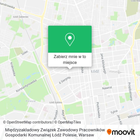 Mapa Międzyzakładowy Związek Zawodowy Pracowników Gospodarki Komunalnej Łódź Polesie