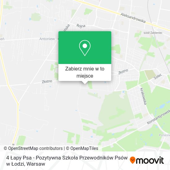 Mapa 4 Łapy Psa - Pozytywna Szkoła Przewodników Psów w Łodzi