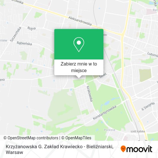 Mapa Krzyżanowska G. Zakład Krawiecko - Bieliźniarski