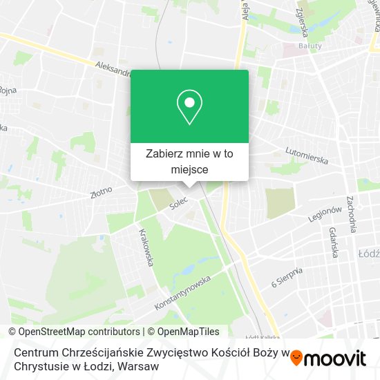 Mapa Centrum Chrześcijańskie Zwycięstwo Kościół Boży w Chrystusie w Łodzi