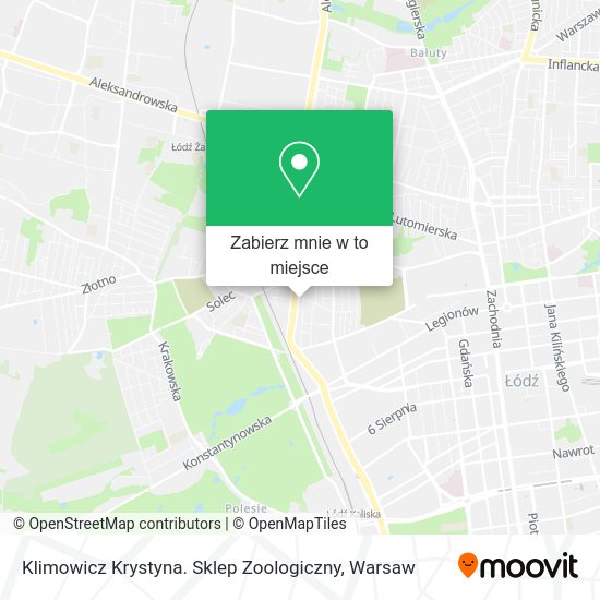 Mapa Klimowicz Krystyna. Sklep Zoologiczny