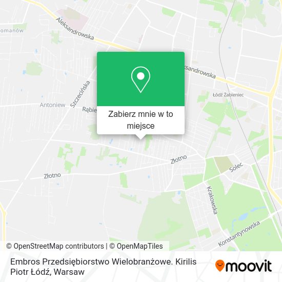 Mapa Embros Przedsiębiorstwo Wielobranżowe. Kirilis Piotr Łódź