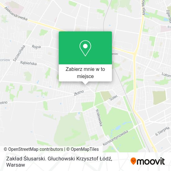 Mapa Zakład Ślusarski. Głuchowski Krzysztof Łódź