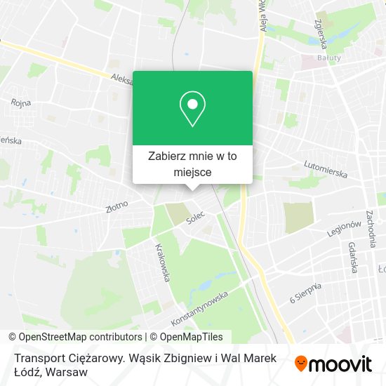 Mapa Transport Ciężarowy. Wąsik Zbigniew i Wal Marek Łódź