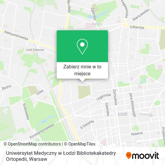 Mapa Uniwersytet Medyczny w Łodzi Bibliotekakatedry Ortopedii