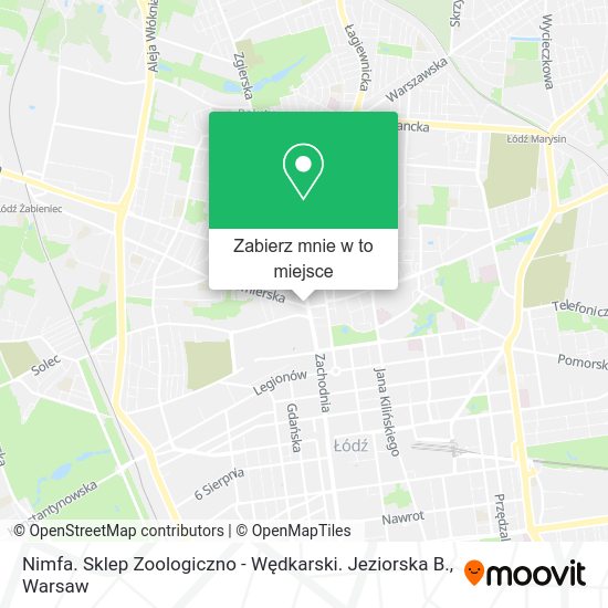 Mapa Nimfa. Sklep Zoologiczno - Wędkarski. Jeziorska B.