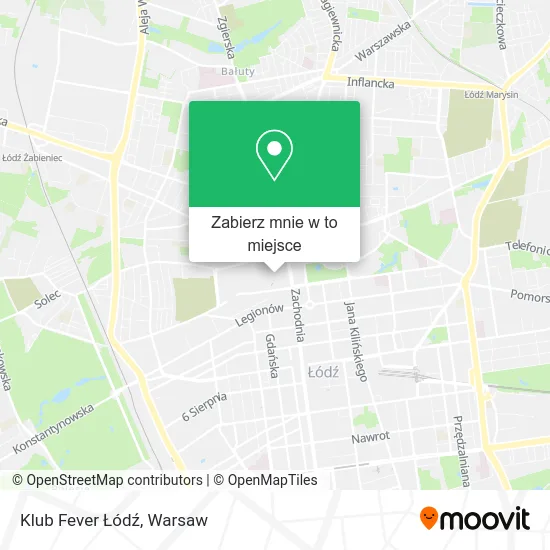 Mapa Klub Fever Łódź