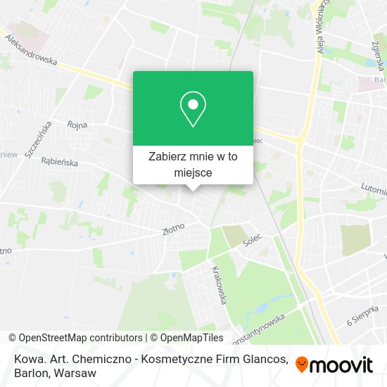 Mapa Kowa. Art. Chemiczno - Kosmetyczne Firm Glancos, Barlon