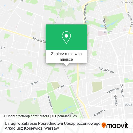 Mapa Usługi w Zakresie Pośrednictwa Ubezpieczeniowego Arkadiusz Kosiewicz