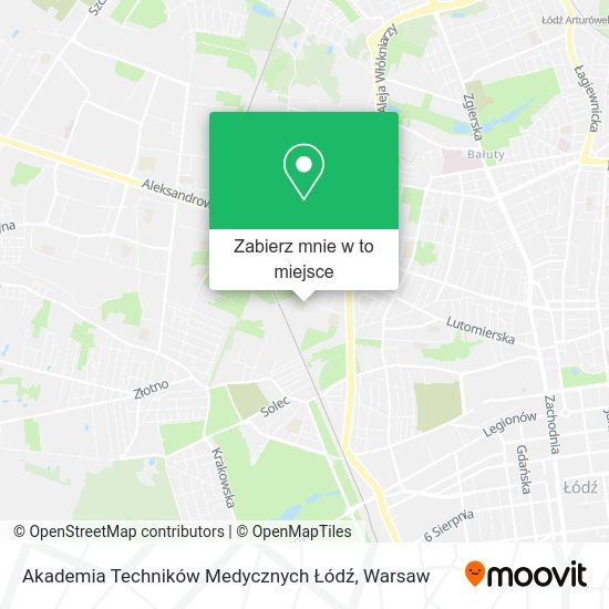 Mapa Akademia Techników Medycznych Łódź