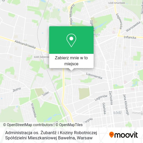 Mapa Administracja os. Żubardź i Koziny Robotniczej Spółdzielni Mieszkaniowej Bawełna