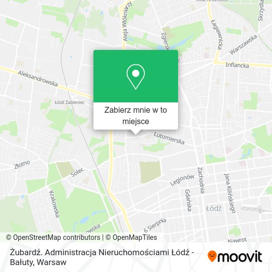 Mapa Żubardź. Administracja Nieruchomościami Łódź - Bałuty