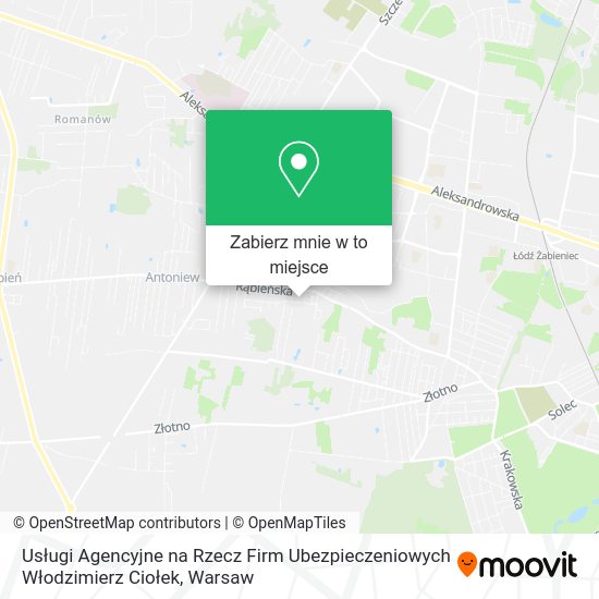 Mapa Usługi Agencyjne na Rzecz Firm Ubezpieczeniowych Włodzimierz Ciołek