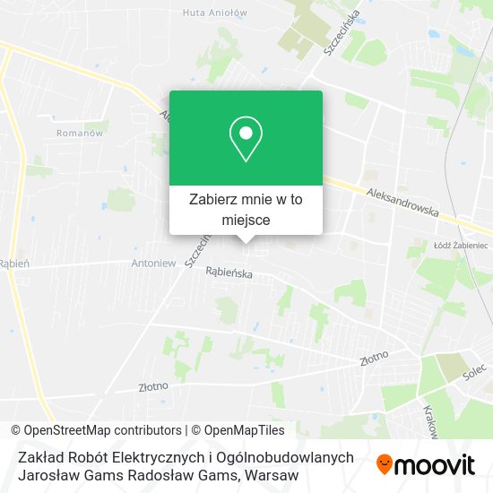 Mapa Zakład Robót Elektrycznych i Ogólnobudowlanych Jarosław Gams Radosław Gams