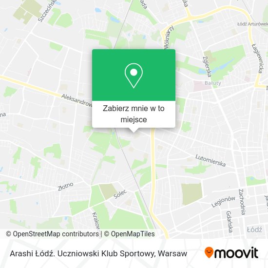 Mapa Arashi Łódź. Uczniowski Klub Sportowy